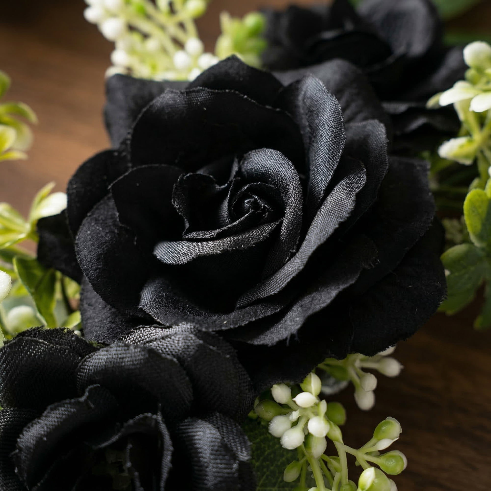 Unique Bargains 4Pcs Artificial Rose Bouquets Silk Flowers Black 13 in