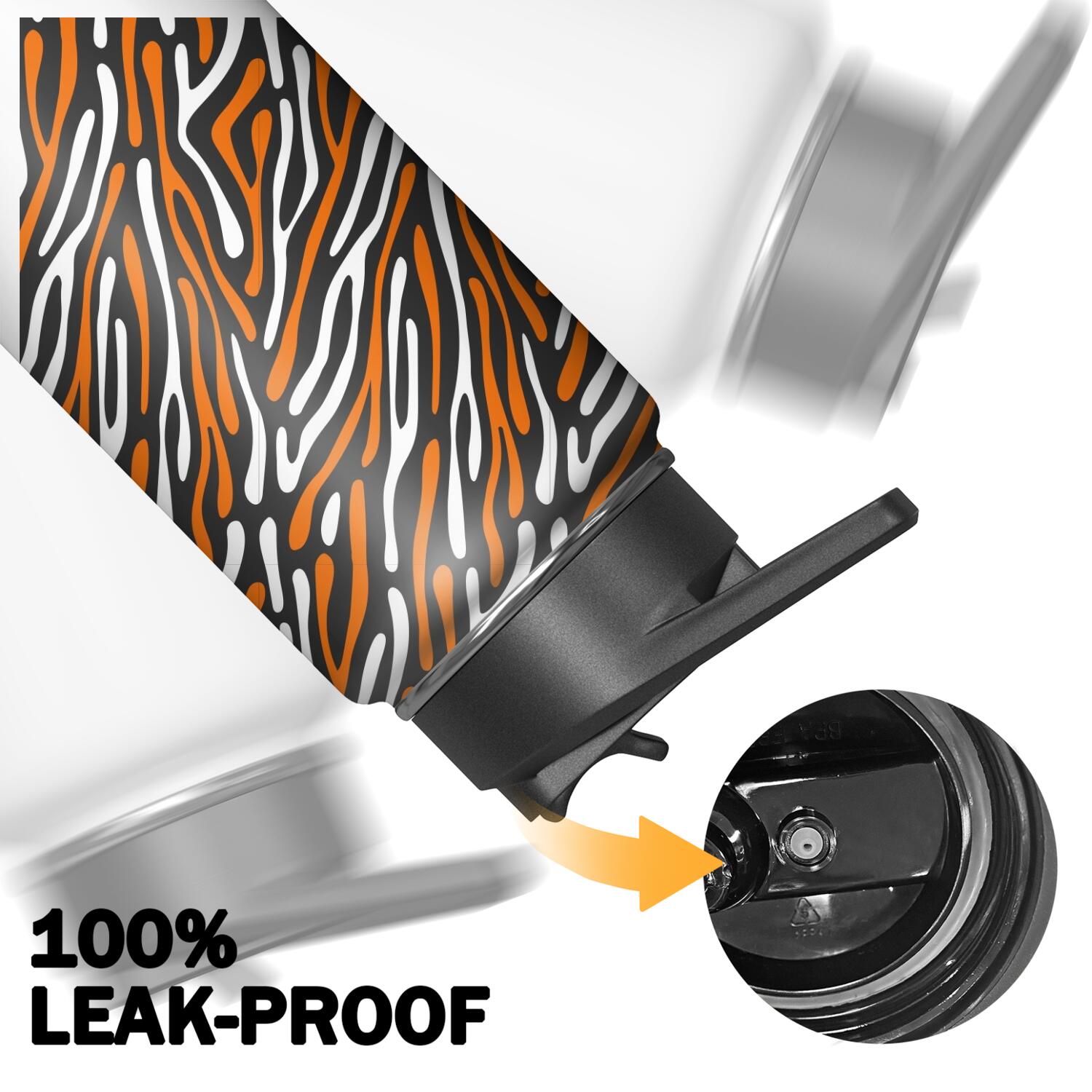Leopard Print Insulated Stainless Steel Water Bottle with Straw & Cleaning Brush – 18 Oz | Leakproof, BPA-Free, 304 Stainless Steel, Wide Mouth, Travel Mug for Car, Gym, Office