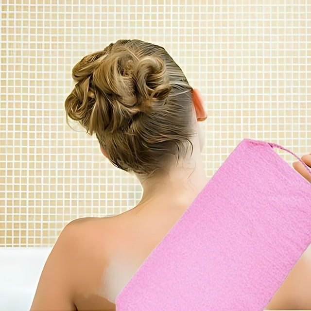 Aodebiao Back Scrubber Body Bath Pull Strap Scrubber with Handles Nylon Exfoliating Washcloth Extended Length Washers Stretchable Shower Scrubber for Face Back Cleans Skin Massages Women Men