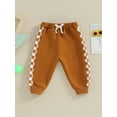 thumbnail image 2 of Bagilaanoe Toddler Baby Boy Sweatpants Checkerboard Patchwork Jogger Pants 6M 12M 18M 24M 3T Kids Casual Trousers Casual Clothes, 2 of 9