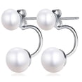 thumbnail image 2 of Fong Fong Women's Double Pearl Earrings 25 Sterling Silver Double Pearl Earring Pearl Front Back Freshwater Cultured Pearl 7mm/9mm Stud Earrings, 2 of 5