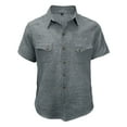 thumbnail image 4 of VBTAPA Linen Shirts for Men Short Sleeve Button Down Shirts Summer Casual Button Up Shirt Beach Wedding Vacation Shirts Gray M, 4 of 7