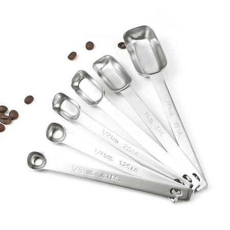

Set of 6 Stainless Steel Measuring Spoons Set for Dry or Liquid - Fits in Spice Jars