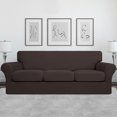 thumbnail image 6 of Easy-Going 4 Pieces Super Stretch couch cover, Sofa size, Chocolate (Slipcover Only), 6 of 7