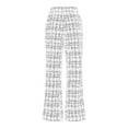 thumbnail image 5 of Lenpel Women's Plus Size Work Pants High Waisted Pull on Plaid Flare Wide Leg Pants Bootcut Business Casual Trousers(White,4X-Large), 5 of 7