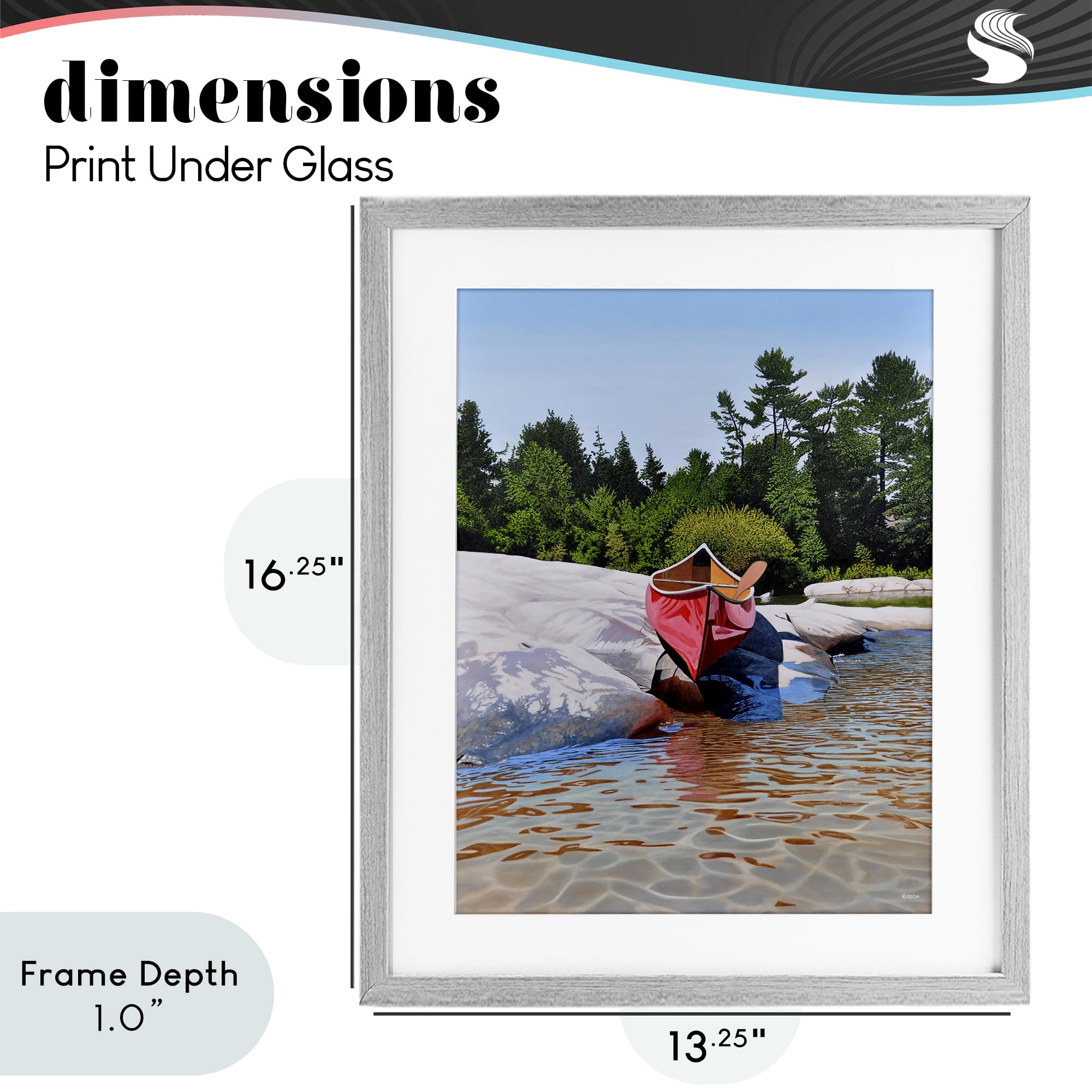 Stupell Industries Canoe at Water's Edge Gray Framed Print Under Glass, design by Kenneth M Kirsch