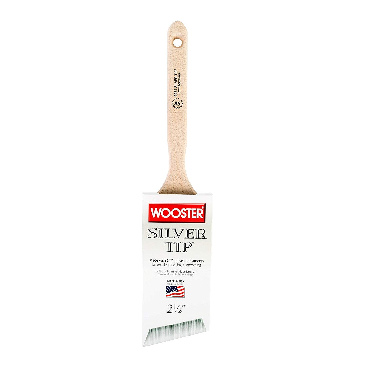 Wooster Brush 5221-2 1/2 5221-2-1/2 Silver Tip Angle Sash Paintbrush, 2-1/2-Inch, 2-1/2 Inch