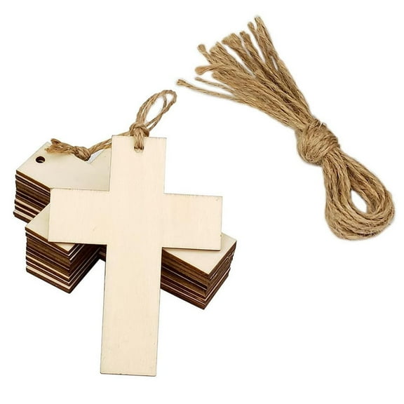perfeclan 30Pcs Unfinished Wood Cutouts Cross Cutouts Party Favors Gift Tags Hanging Ornaments Wooden Signs for Easter Halloween