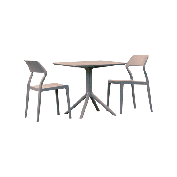 Luxury Commercial Living 3-Piece Gray Outdoor Patio Dining Set with Stackable Chairs 32.75"