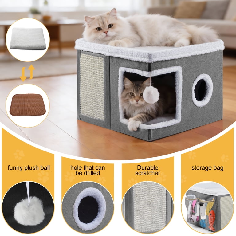 Foldable Cat Cube with Cooling Mat and Scratch Pad photo 5