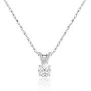 SuperJeweler 14 Karat White Gold 1/6 Carat Diamond Solitaire Necklace for Women, 18 Inches, Diamond Necklace for Women