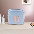 thumbnail image 5 of Unique Bargains 1 Pc Letter U Pattern Makeup Bag for Travel Blue Corduroy, 5 of 6