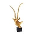 thumbnail image 2 of Escultura de cabeza de antílope, estatua de animal, simulación creativa con base de resina. oro, 2 of 9