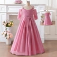 thumbnail image 5 of Bobifish Toddler Girls Bridesmaid Dress Elegant Cold Shoulder V Neck Solid Chiffon Sleeveless Formal Events Kids Girls Dresss, 5 of 9