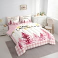thumbnail image 3 of Manfei Girls Merry Christmas Twin Bedding Sets, Dreamy Xmas Tree Bedding Comforter Set, Cute Pink Buffalo Plaid Sheet Sets, Microfiber Bedroom Decor Reversible 7 Pieces, 3 of 8
