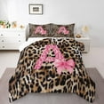 thumbnail image 3 of Homewish Cheetah Print Letter Queen Comforter Set, Pink Bowknot Monogrammed A Bedding Sets, Modern Fashion Style Reversible Bedding Comforter Set, Super Cozy Room Decor, 3-Piece, 3 of 8