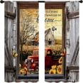 thumbnail image 3 of Farmhouse Truck Sunflower Kitchen Curtains Rod Pocket Country Rustic Old Barn Door Small Short Cafe Tier Curtains Bathroom Wooden Window Drapes Treatment Home Decor (27.5W X 36L Inch 2 Panel), 3 of 6