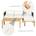 thumbnail image 5 of Resenkos 3 Pieces Patio Acacia Wood Sofa Furniture Set with Nylon Rope Armrest-White, Patio Seating Conversation Set, Modern Patio Sofa Sectional All Weather Proof for Patio Back Deck, 5 of 8