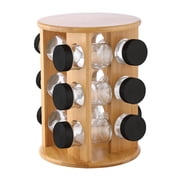 EuroHome Elle Décor 12-Jar Spice Rack Organizer, Black and Wood , ELD33173