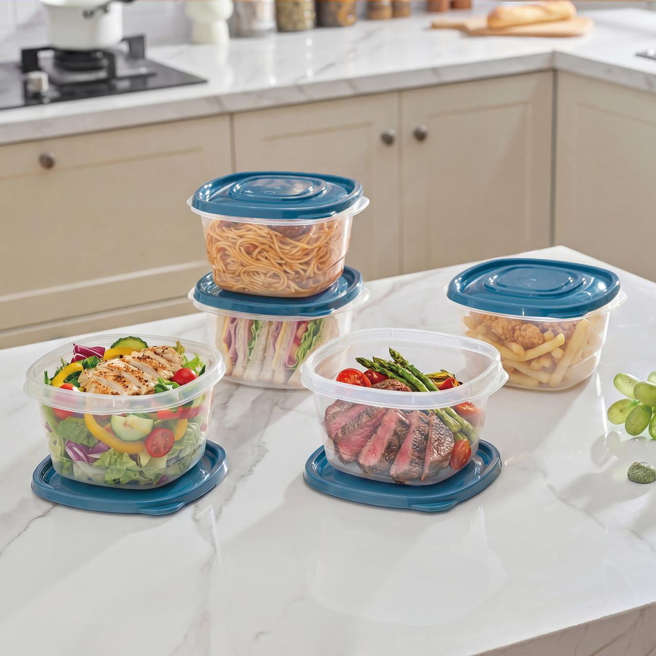 (4 pack) Mainstays Semi Durable Food Storage Containers, 5.2 Cup, 5 Pack