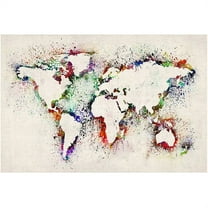 Trademark Art "World Map - Paint Splashes" Canvas Art by Michael Tompsett
