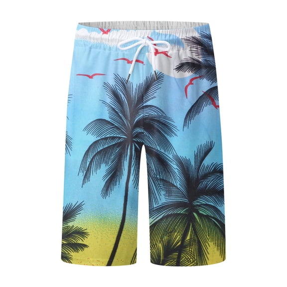 CONZONE Men'S Swim Trunks Hawaiian Graphic Y2K Board Shorts for Men Elastic Waist Drawstring Lightweight Quick Dry Summer Beach Swim Shorts