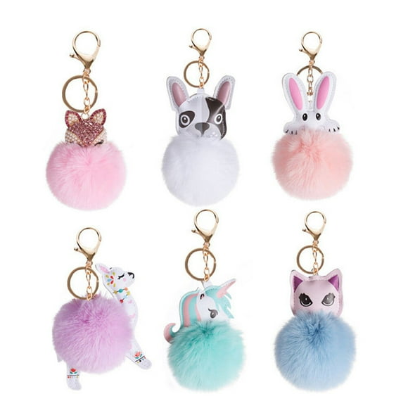 6 unids encantador animal llaveros peluche muñeca llaveros decorativos coche llavero decoraciones