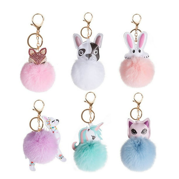 6pcs encantadores llaves de peluche llaves de muñecas de felpa decoraciones de llavero decorativo