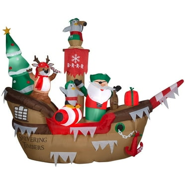 10 ft Pre-Lit LED Giant-Sized Airblown Pirate Ship Christmas Inflatable