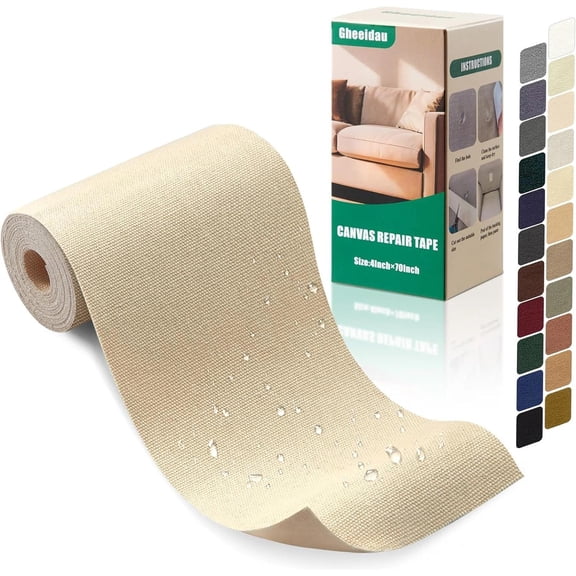 Waterproof Self-Adhesive Canvas Fabric Repair Patch 70 x 4 Inch for Tear Fix