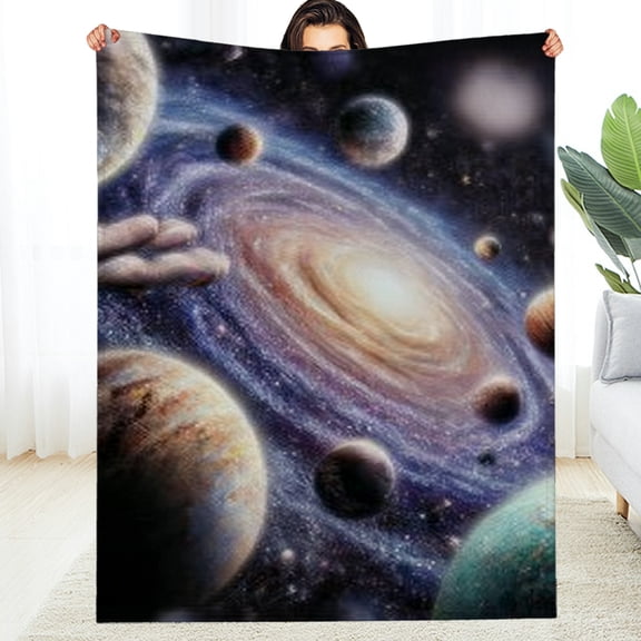 RKSupls Christmas Throw Blanket, Galaxy Theme Soft Flannel Blanket, Fuzzy Warm Cozy Happy New Year Blanket for Couch Bed Home Decor, 30*40in