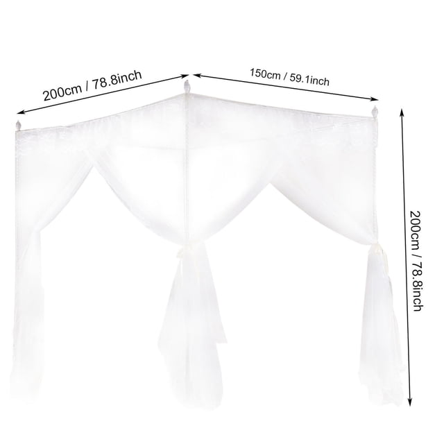 Toldo de Cama de Princesa con 4 Esquinas Cortina de Cama de Poliéster Cortina de Cama de Malla Transpirable Diseño de Encaje de Red Red de Cama de Estilo Princesa para ANGGREK Otros