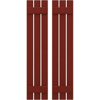 Ekena Millwork 11 1/2"W x 77"H Americraft Three Board (2 Batten) Exterior Real Wood Spaced Board-n-Batten Shutters (Per Pair), Pepper Red