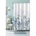 thumbnail image 2 of Blue and Grey Shower Curtain, Watercolor Floral Bathroom Curtain Teal and White Shower Curtains 72×72 inches, 2 of 6