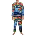 thumbnail image 3 of Fotbe Floral Truck Welcome Pattern Long Sleeve Pajama Set for Men,Sleepwear Set,2-piece Loungewear Set,Soft PJs Comfy Nightwear with Pockets-X-Large, 3 of 7
