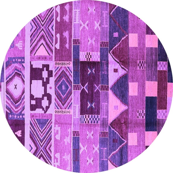 Ahgly Company Indoor Round Oriental Purple Industrial Area Rugs, 6' Round