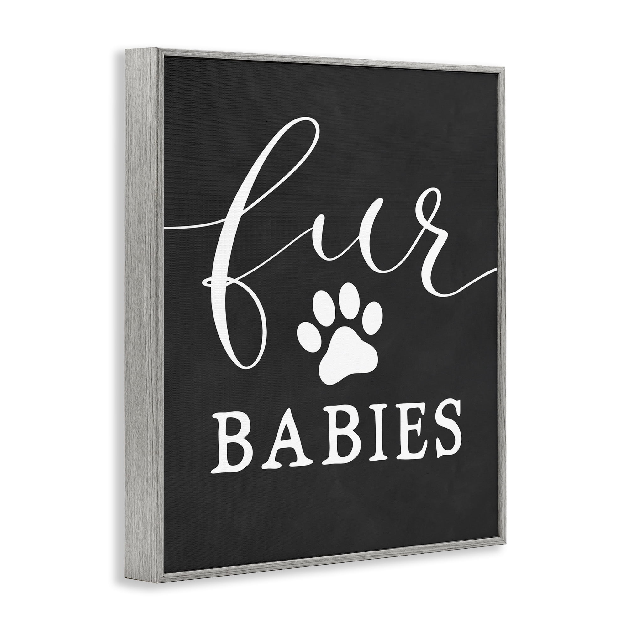 Stupell Industries Fur Babies Pet Phrase Typography Painting Gray Framed Art Print Wall Art, 24 x 30