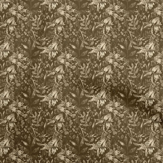 oneOone Polyester Lycra Dark Olive Green Fabric Florals Sewing Material Print Fabric By The Yard 56 Inch Wide