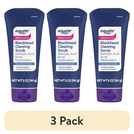 (3 pack) Equate Blackhead Clearing Scrub Salicylic Acid Acne Medication, 5 oz