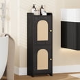 thumbnail image 4 of Hzuaneri Bathroom Storage Cabinet, 29.5" Tall Small Corner Freestanding Floor Cabinet with 2 Doors & Adjustable Shelf for Narrow Spaces, Black, 4 of 6