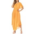 thumbnail image 3 of Sakkas Egan Long Embroidered Caftan Dress / Cover Up With Embroidered Cap Sleeves - P-Tangerine - One Size Regular, 3 of 5