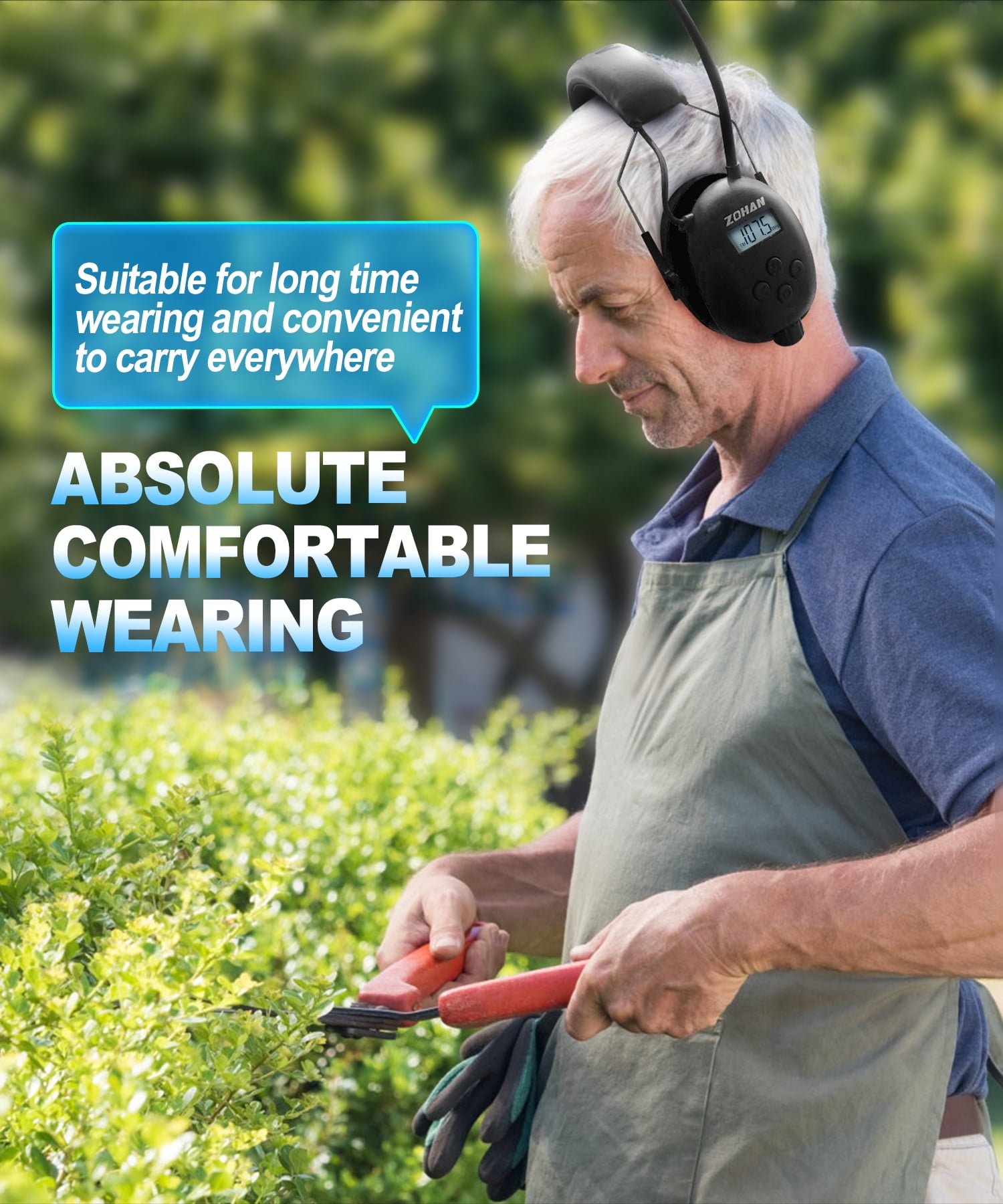ZOHAN EM042 AM/FM Radio Headphone with Digital Display, 25dB NRR Ear Protection Noise Reduction Earmuffs