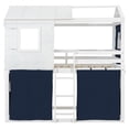 thumbnail image 4 of Newest Twin House Bed with Tent, Treehouse Style Solid Wood Frame with Guardrails, Blue, 4 of 13