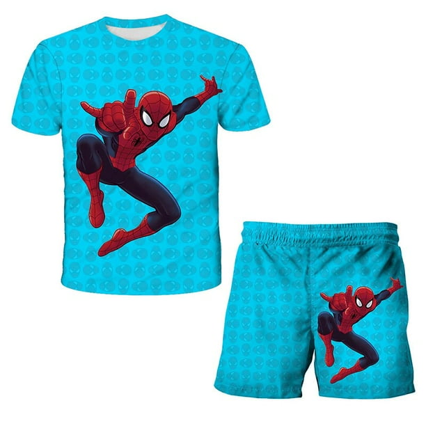 Marvel The Avengers Capitán América Hulk Spiderman Outfit Conjuntos de ropa para niños Baby Boys Girls Top Shorts 2 piezas Trajes para Children14T Gao Jinjia LED