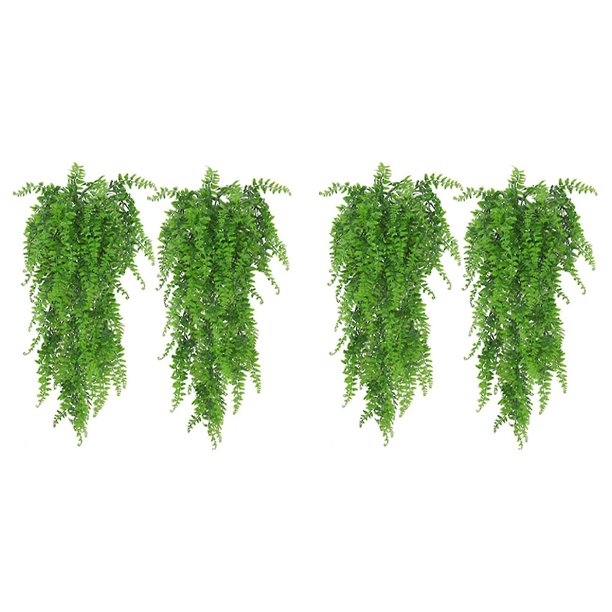 Paquete de 4 plantas colgantes artificiales hojas de hiedra rata para interior al aire libre, hogar R