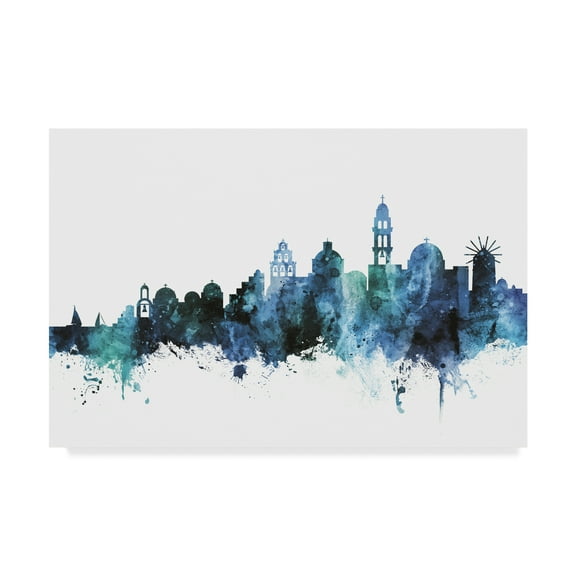Trademark Fine Art 'Santorini Blue Teal Skyline' Canvas Art by Michael Tompsett