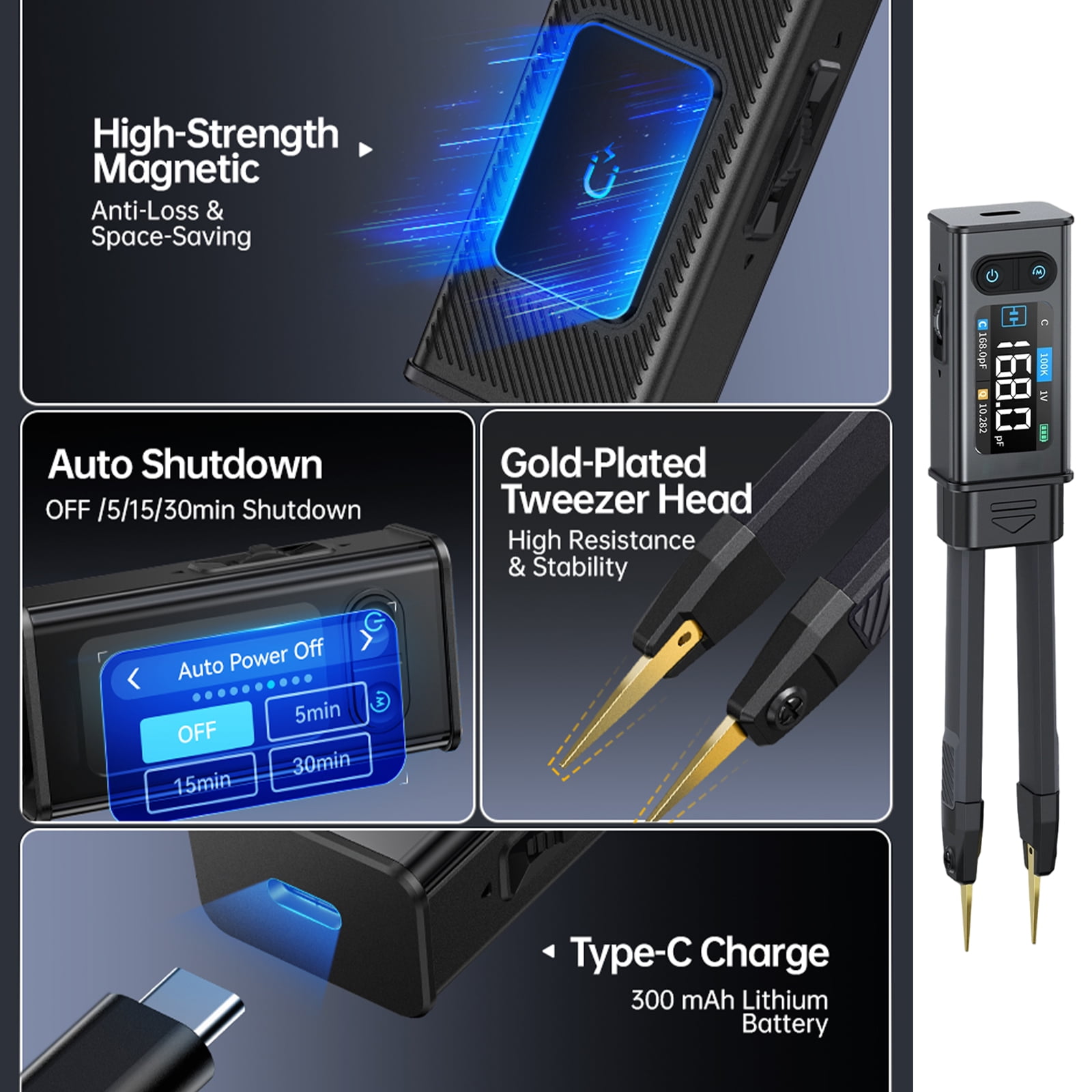 Multifunctional Digital Tweezer Instrument with Function & Auto Classification ABS for Efficient Batch Analysis