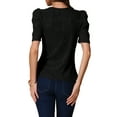 thumbnail image 3 of INSPIRAR CHIC Blusa de Verano Casual de Manga Corta con Puff para Mujeres S Negra, 3 of 6