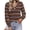 Brown, variant on Womens Sweaters Striped Pullover Tops Lightweight Casual Long Sleeve Scalloped V Neck Knit Sweater,Holiday,Vacation Outfits,Resort Wear,Fall Winter Clothes