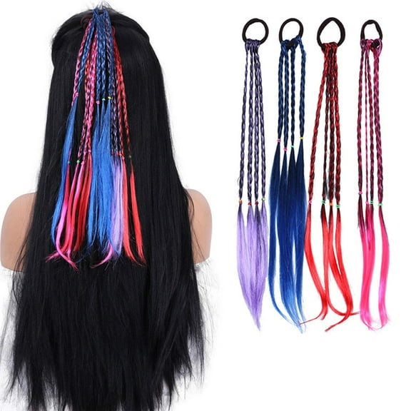 GIXUSIL Colored Hair Extension Hairpieces Twist Braid Hairpieces Colorful Hair Extension Hair Accessories Elastic Rope Ponytail Holders Colored Twist Braid Hair Accessories for Girls & Women-6 Bundles